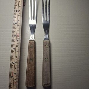 Wooden Handle‎ Fork Ekco Vintage 3 Prong Fprm